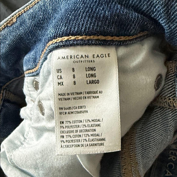 American Eagle Wide-Leg Ripped Blue Women's Jeans - Picture 3 of 3